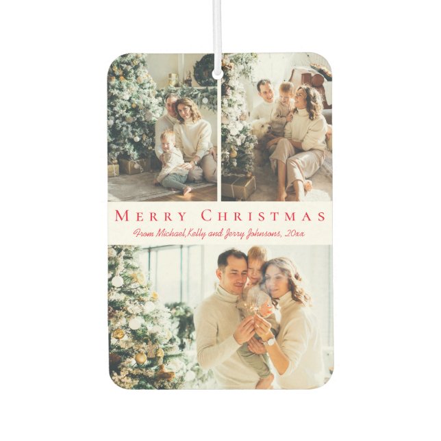 Ambientador navidad navidad guión rojo 3 fotos vacaciones mode (Anverso)