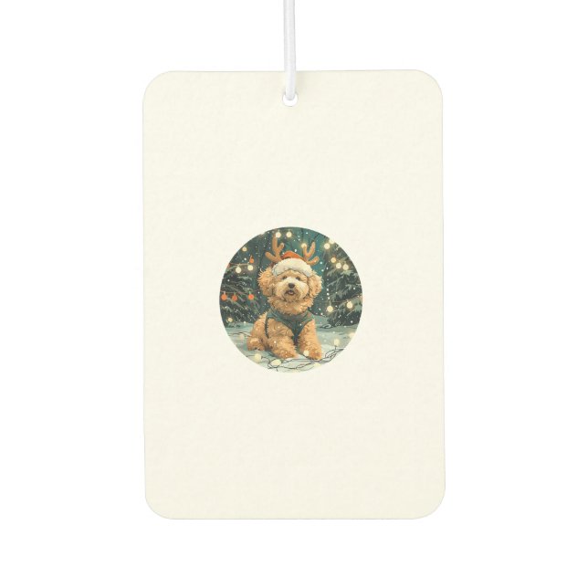 Ambientador Navidades Cavapoo Perro reno Santa Hat cúter Holi (Anverso)