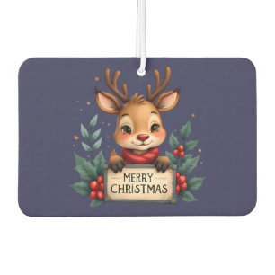 Ambientador Navidades cortos renos con holly y Rótulo