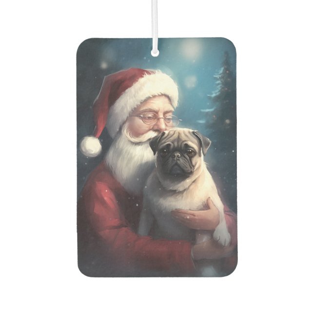Ambientador Navidades festivos de Pug con Santa Claus (Anverso)
