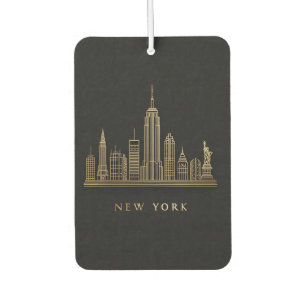 Ambientador New York City Skyline Gold Line Art