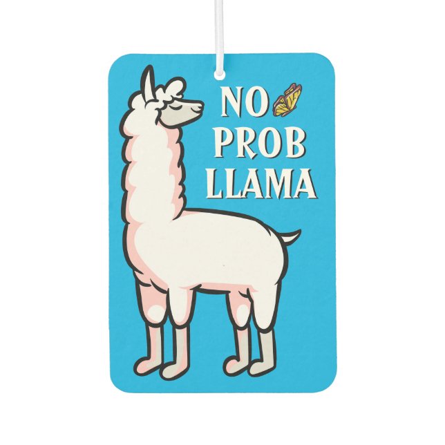 Ambientador No Prob Llama Personalizado Cute Cita Graciosa Azu (Anverso)