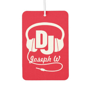 Ambientador Nombre de DJ auriculares blanco sobre el fresco de
