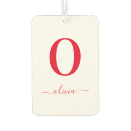 Ambientador Nombre De Guión Monograma Blanco Y Rojo Personaliz