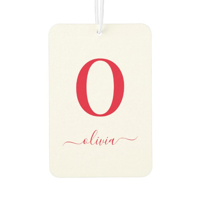 Ambientador Nombre De Guión Monograma Blanco Y Rojo Personaliz (Reverso)