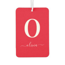 Nombre De Guión Monograma Personalizado Rojo Y Bla