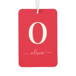 Ambientador Nombre De Guión Monograma Personalizado Rojo Y Bla