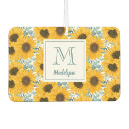 Ambientador Nombre de monograma floral de girasol personalizad