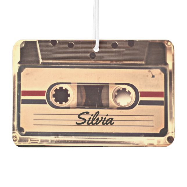 Ambientador Nombre personalizado de cassette de audio retro (Anverso)