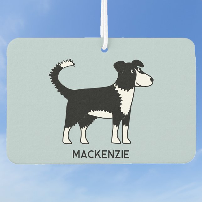 Ambientador Nombre personalizado del perro collie de la fronte (Welsh Border Collie Sheepdog personalized custom name sheepdog air freshener for car or vehicle)