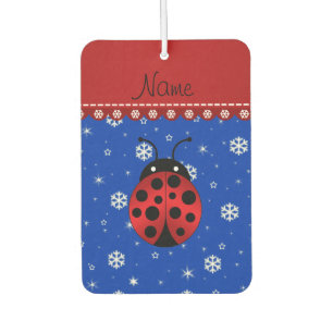 Ambientador Nombre personalizado ladybug copos de nieve azules