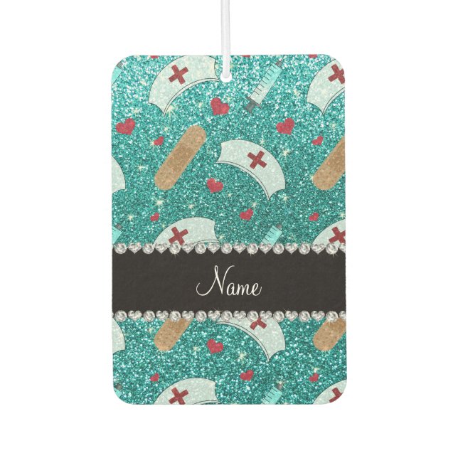 Ambientador Nombre personalizado robin azul purpurina enfermer (Anverso)