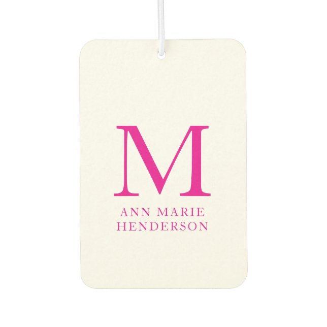 Ambientador Nombre rosa caliente y monograma (Anverso)