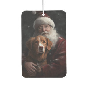 Ambientador Nova Scotia Duck Toller con Santa Claus Festivo