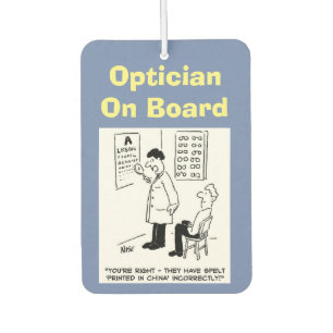 Ambientador Opticista a bordo. Divertido personalizado sobre l