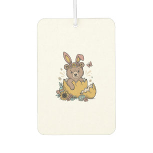 Ambientador Oso de Pascua lindo en huevo roto Vector vintage_1