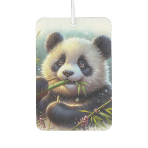 Ambientador Oso panda adorable comiendo bambú