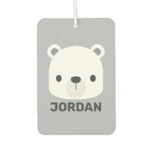 Ambientador Oso polar pequeño y corto con nombre personalizado