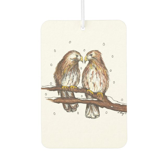 Ambientador Pájaros Red Tailk Lovebird en Navidades de nieve (Anverso)