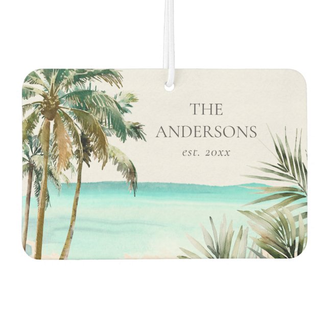 Ambientador Palm Tree tropical personalizada deja playa azul (Anverso)