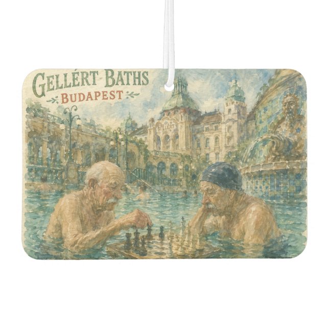 Ambientador Partida de ajedrez Gellert Baths Budapest Hungría (Anverso)