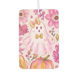 Ambientador Pastel Pink Halloween Ghost with Flowers and Pumpk