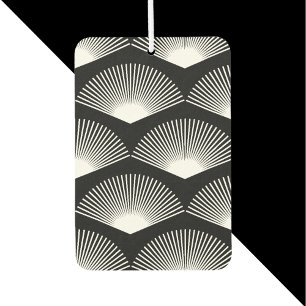 Ambientador Patrón blanco del ventilador del Art Deco Negro