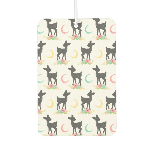 Ambientador Patrón de ciervos, venado bebé, boho, flores, luna (Anverso)