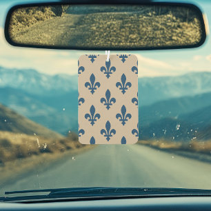 Ambientador Patrón de Flor de Lis, Azul Real Francés sobre Cre
