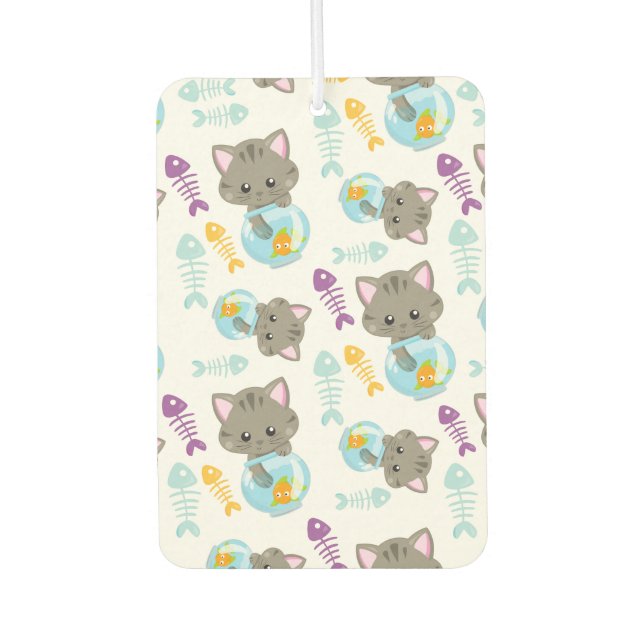 Ambientador Patrón de gatos, gatos, gatitos, peces (Anverso)