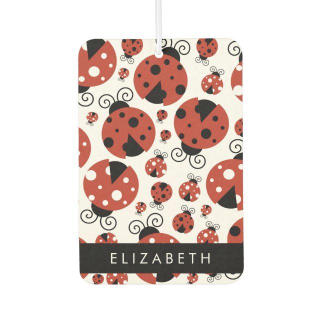 Ambientador Patrón de Ladybugs, Ladybugs Rojos, Tu Nombre (Anverso)