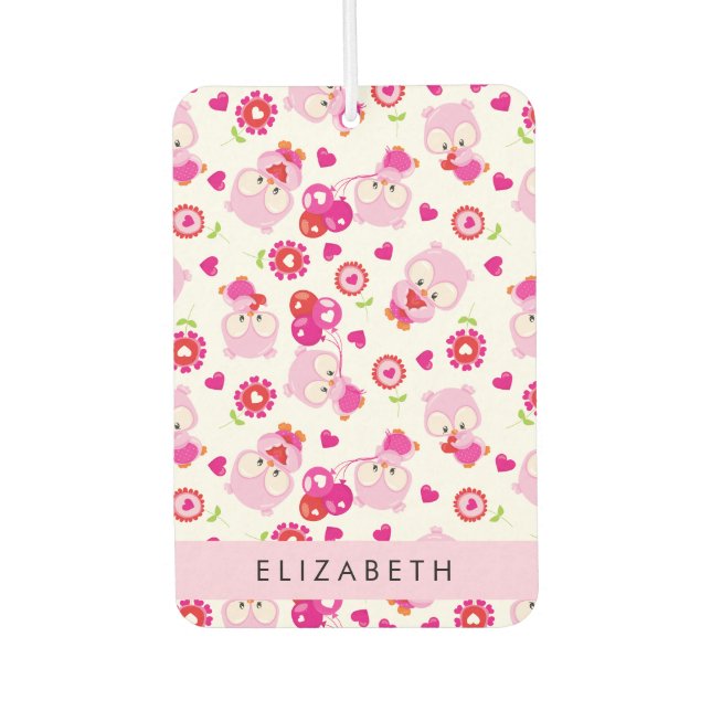 Ambientador Patrón De Lechuzas, Lechuzas Cutas, Lechuzas Rosad (Anverso)