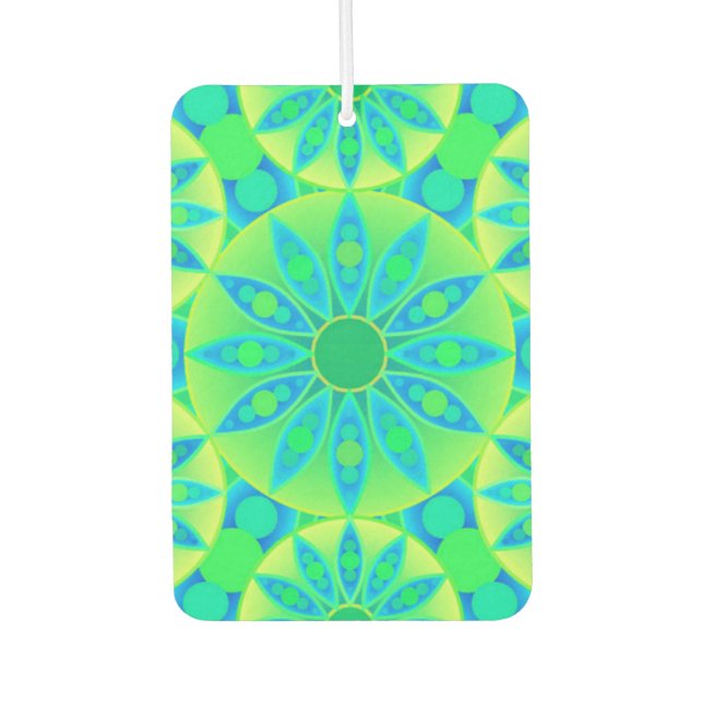 Ambientador Patrón de Mandala, turquesa, azul, verde tilo (Anverso)