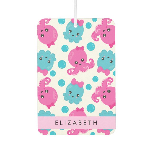 Ambientador Patrón de pulpo, pulpo corto, mar, tu nombre (Anverso)