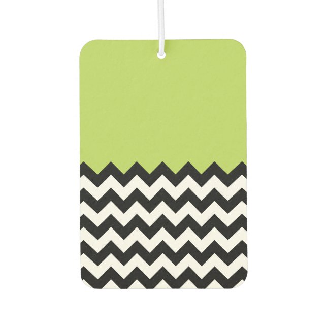 Ambientador Patrón de zigzag negro y blanco, chevron, verde (Anverso)