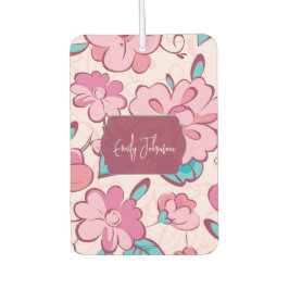 Ambientador Patrón floral rosa con nombre personalizado