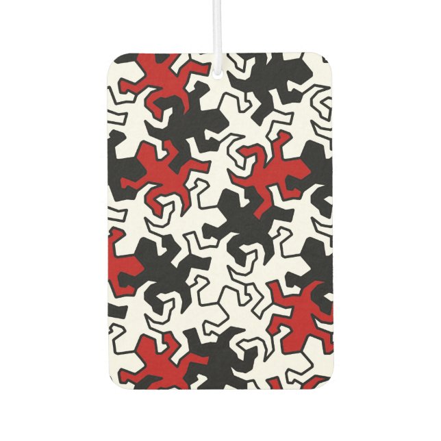 Ambientador Patrón Geckos Mosaico - blanco negro rojo (Anverso)
