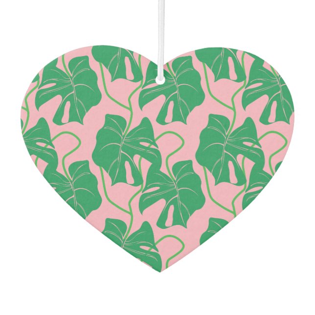 Ambientador Patrón monstera en rosa y verde (Anverso)