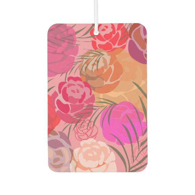 Ambientador Patrón rosa con flores y plantas (Anverso)