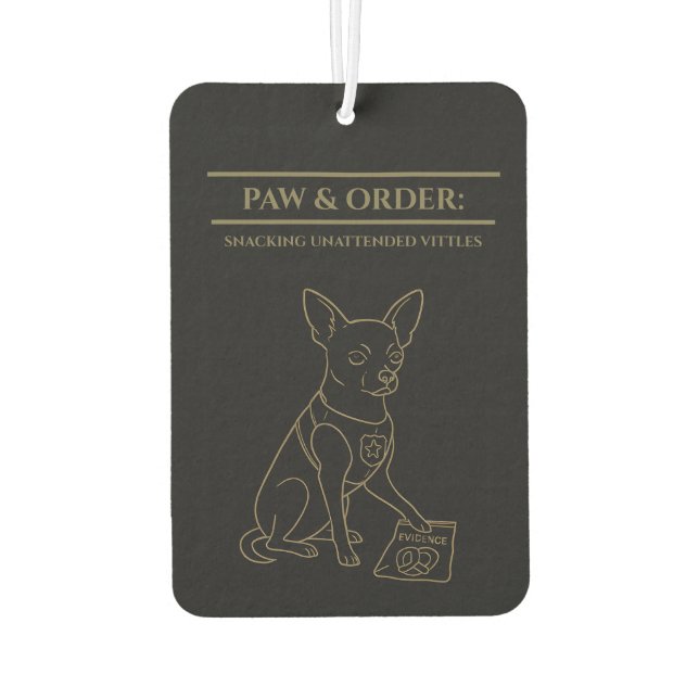 Ambientador Paw & Order: SUV Chihuahua Colgando Aire Freshener (Reverso)