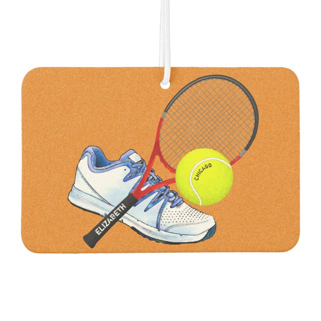 Ambientador Pelota De Zapatos De Tenis Y Raqueta Con Su Texto  (Anverso)