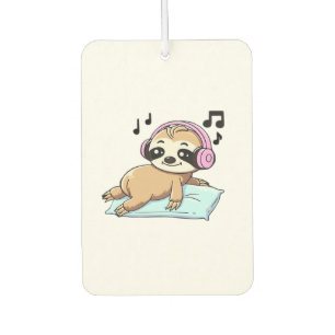 Ambientador Perezoso Chibi Kawaii Escuchando Música � Relajant