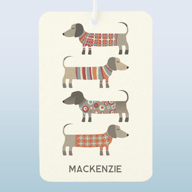 Ambientador Perro de Dachshund Personalizado (Dachshund Wiener Sausage Dog personalized name car vehicle air freshener)