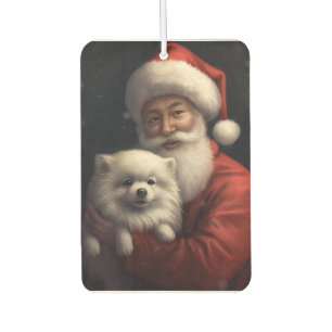 Ambientador Perro Esquimal Americano con Papá Noel Festivo de