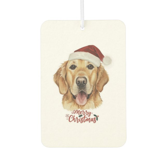 Ambientador Perro Golden Retriver de Feliz Navidad (Anverso)