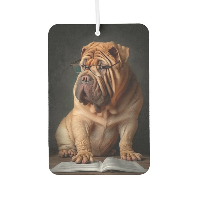 Ambientador Perro inteligente Shar Pei con diseño de libros (Anverso)