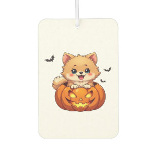 Ambientador Perro Pomerania Feliz Halloween calabaza Clásica c