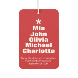 Ambientador Personalizado blanco rojo árbol de Navidad nombres