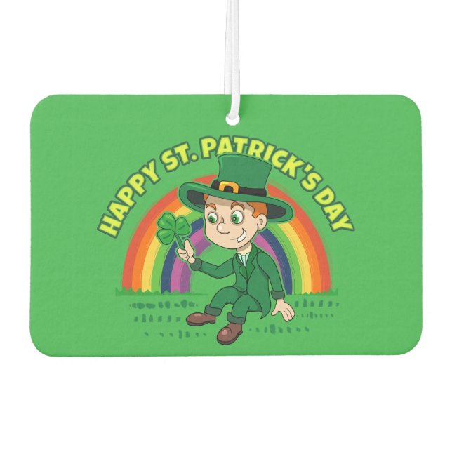 Ambientador Personalizado lindo leprechaun con shamrock y arco (Anverso)