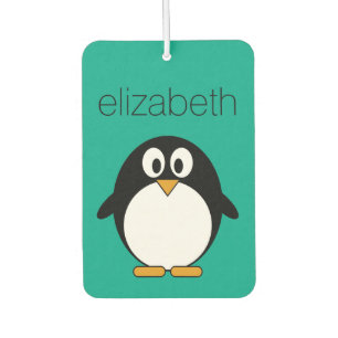 Ambientador personalizado lindo pingüino esmeralda y negro